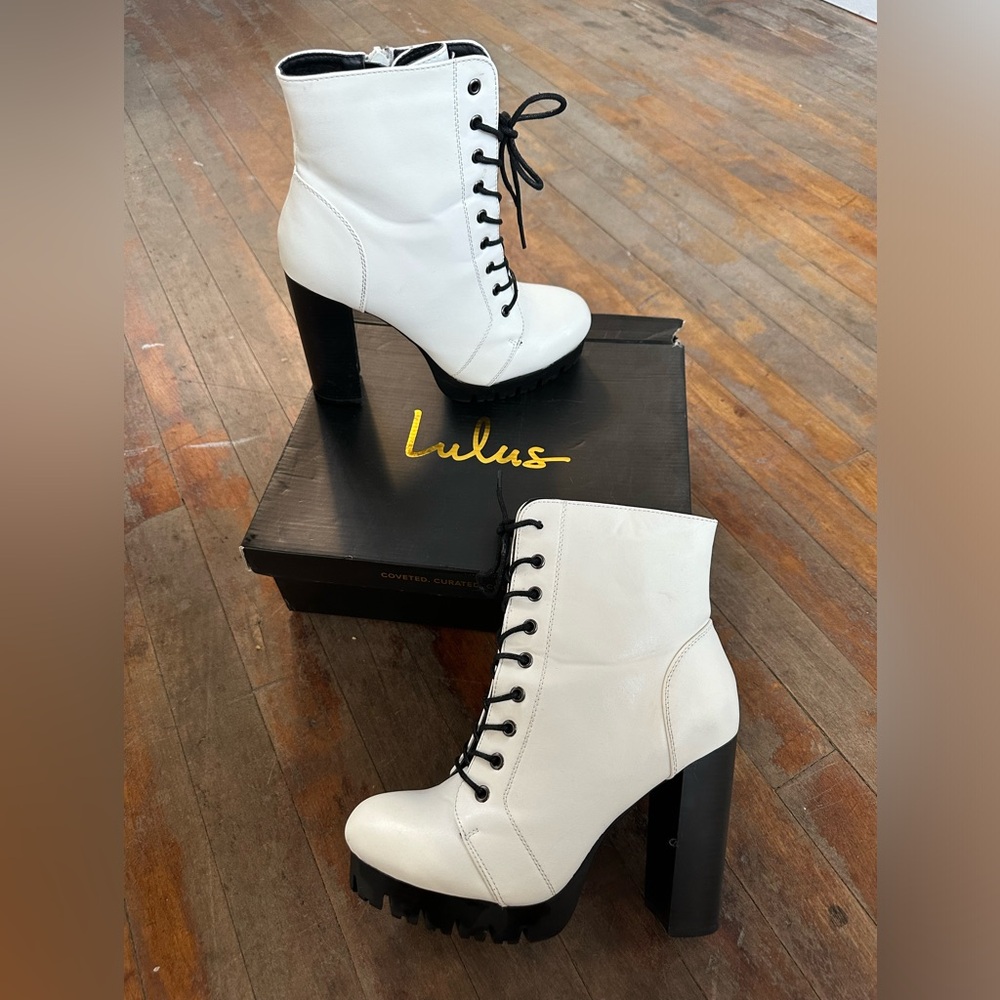 White combat Boots